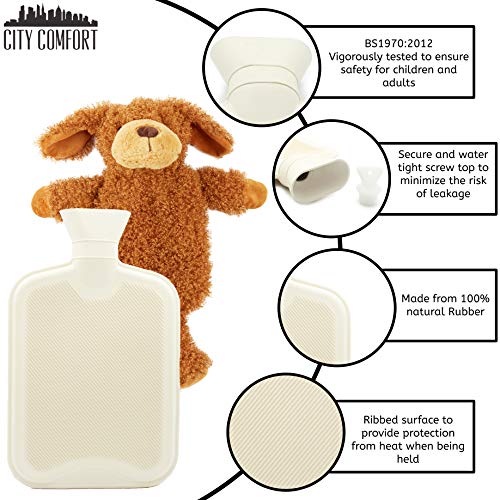 CityComfort Warmwaterfles met schattige en pluizige hoes, 1ltr warmwaterzak, kerstkousvullers voor kinderen, vrouwen en… - Image 4