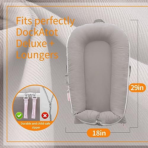 Image of Corduroy Baby Lounger Cover for Dockatot Deluxe + | 100% Cotton Hypoallergenic Newborn Premium Quality Spare Cover(Cover Only) (Grey)