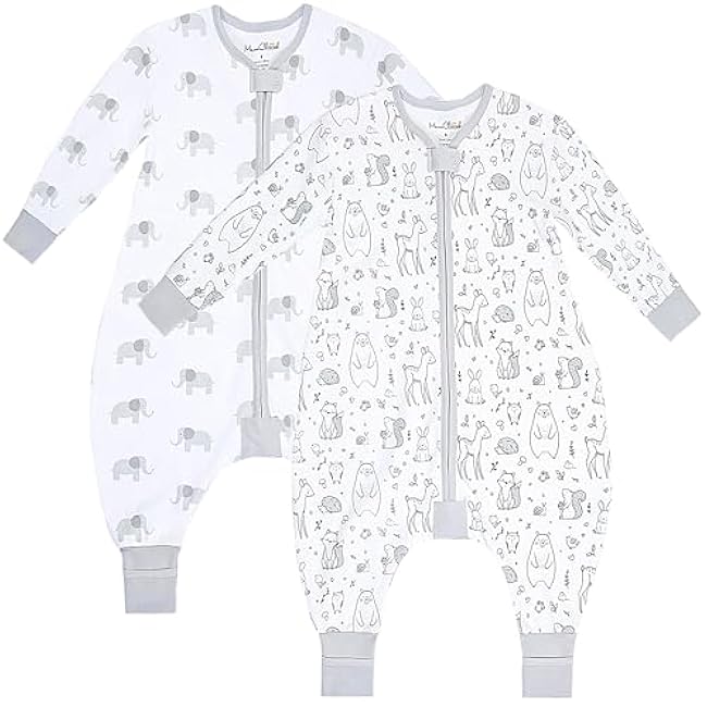 Toddler Sleep Sack with Feet, 0.5 TOG Organic Cotton Baby Sleeping Bag with Legs, Baby Wearable Blankets for Walkers w/ 2-Way Zipper, Baby Sleep Sack for Girls & Boys, Early Walker 18-36 Month