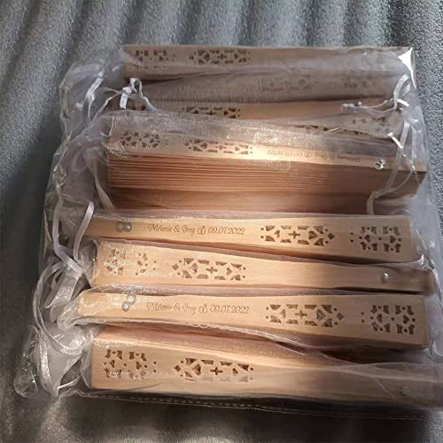 Tyu Personalized Wooden Fan，Customized Wedding Fans For Guests，Chinese Fans Folding Fan For Women，Personalized Wedding Fans (Customized,100Pcs) #TOP7