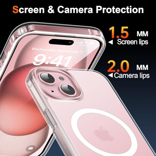 Image of REALCASE Ultra-Hybrid Back Case Cover for iPhone 15 Compatible with MagSafe | Camera Protection | Hard Crystal Clear Back | Shockproof Bumper Cover Case for iPhone 15 (PC & TPU, Transparent)