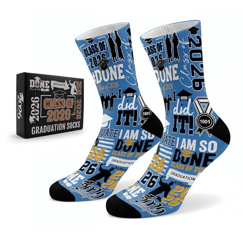 Batorkpl Graduation Socks 2026 with Gifts Box Class of 2026 Congrats Grad Gifts for College High School (Blue)