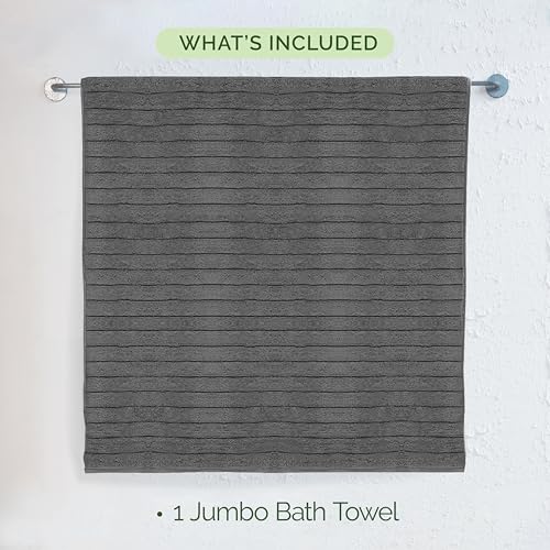 Image of Elegant Comfort 100% Turkish Cotton Corduroy Ribbed Luxury Jumbo Bath Towel Ultra Soft - 35 x 70 Inch - Luxury Spa Premium Hotel Quality Highly Absorbent and Quick Dry Large Bath Towel, Gray