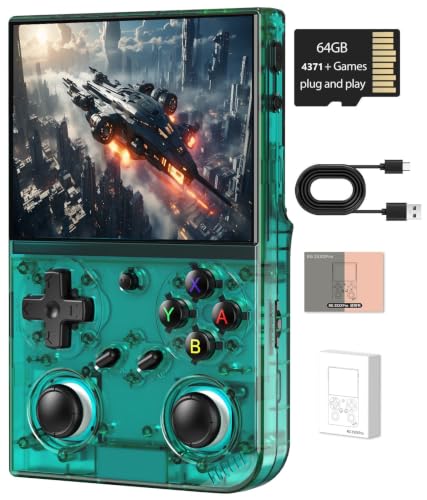 Image of RG35XX Pro Retro Handheld Game Console , RG 35XXPro Support HDMI TV Output 5G WiFi Bluetooth 4.2 , 3.5 Inch IPS Screen Linux System Built-in 64G TF Card 4353 Games(Transparent Teal-New)