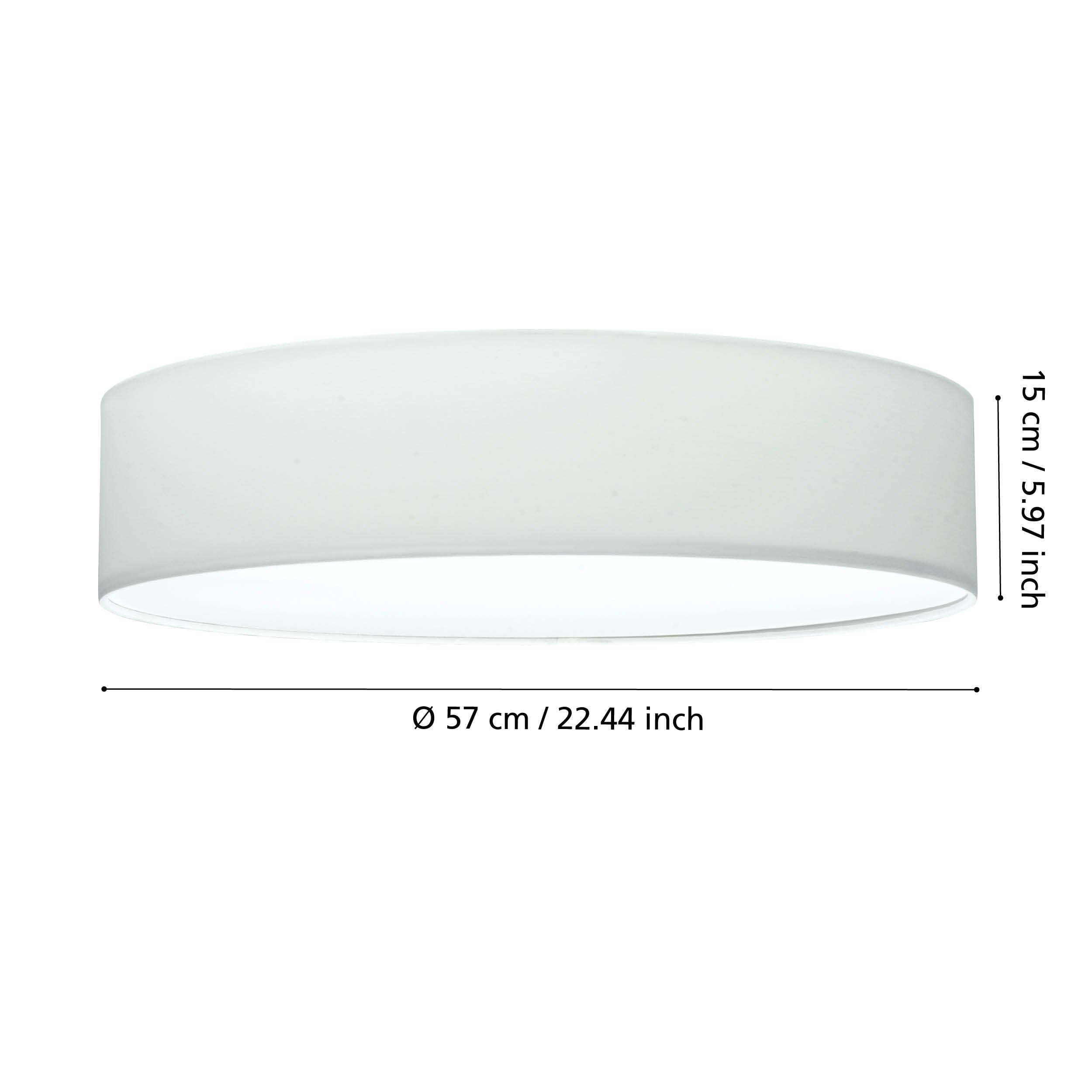 EGLO Deckenlampe Pasteri, 3 flammige Deckenleuchte Modern | Wohnzimmerlampe aus Textil und Kunststoff in Weiß, Flurlampe Decke mit E27 Fassung, Ø 57 cm