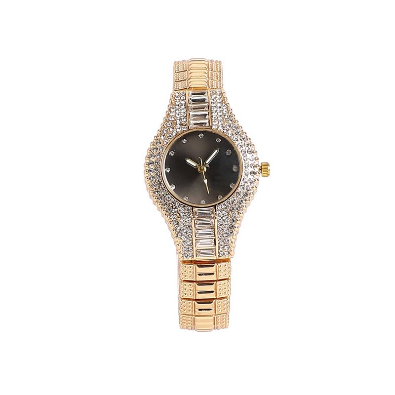 Women's The Embellished Round Watch | California Gold Stainless Steel Strap | Onyx Black Dial | One-Size | Foldover Closure | Quartz | Battery | Wrist Belt Watch for Female and Girls-image-15