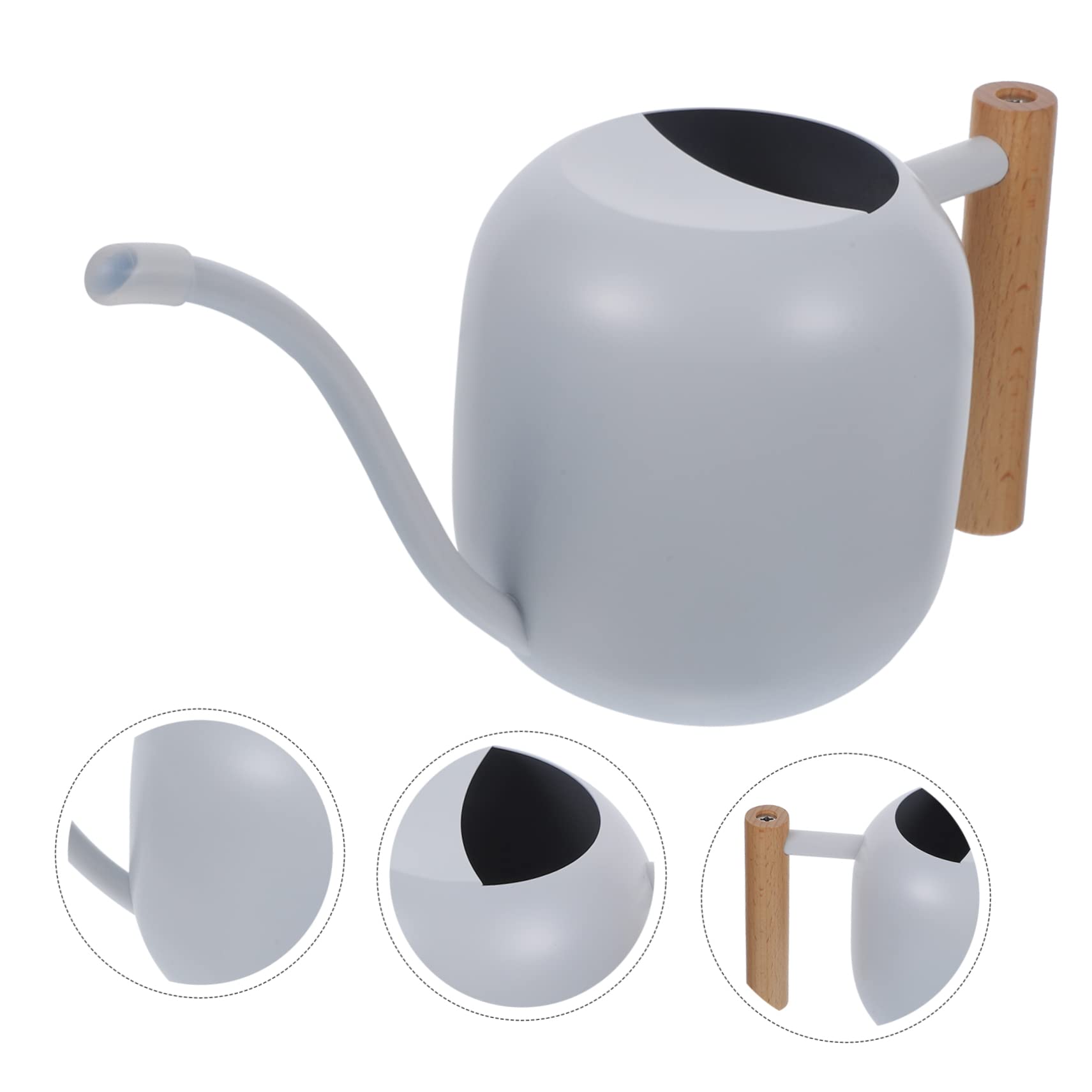 HANABASS Arrosoir à Long Bec 1,2 L Poignée en Bois en Acier Inoxydable pour Plantes D’intérieur et Fleurs, Usage Maison et Jardin