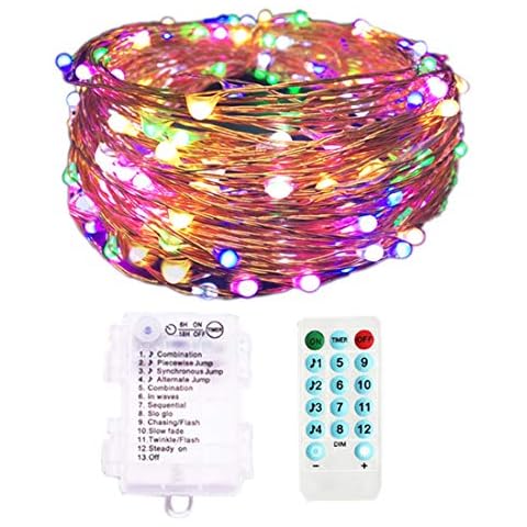 Sound Activated LED Music String Lights,32.8ft 100LEDs 12 Modes Waterproof Copper Wire Multicolor AA Battery Powered String Lights with Remote Control for Bars,Parties,Christmas,Wedding Dance. Cover