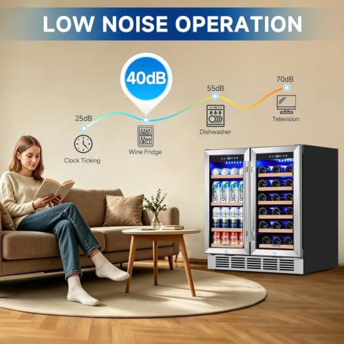 Image of 30 Inch Dual Zone Wine and Beverage Refrigerator Cooler Under Counter