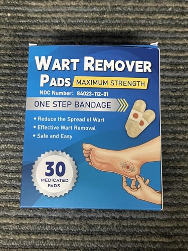Image of Wart Remover Pads, Maximum Strength One Step Bandages for Hands Neck Feet Fingers, Stays on All Day, 30 Treatments