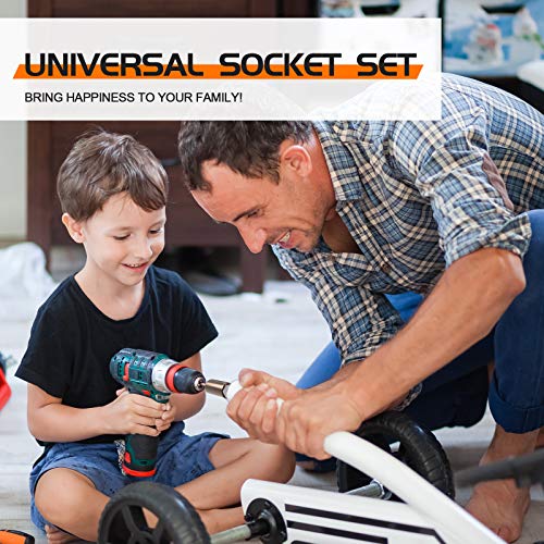 Universal Socket Tools Gifts for Men- 2 PACK Gifts for Dad Birthday Gift Super Universal Socket Set, Cool Stuff Gadgets for Men Women Husband Him Multi Socket Grip with Power Drill Adapter 7-19mm - Image 7
