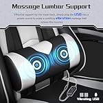 Yaheetech Gaming Chair, Video Game Chair with Massage Lumbar Support and Footrest Height Adjustable Ergonomic Computer Gaming Chair with Swivel Seat and Headrest, Black/White - Image 4
