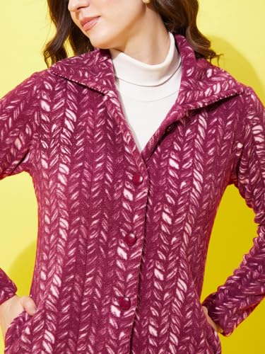 Image of Modeve Women Printed Full Sleeve Jacket for Winter