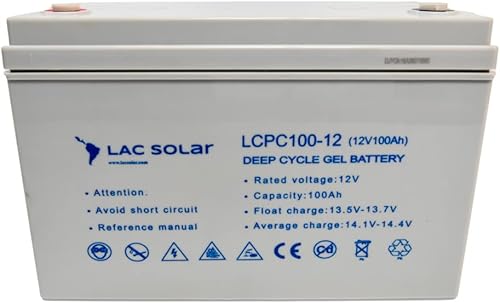 LAC Solar Batería de gel de ciclo profundo recargable de 12 V 200 AH para energía solar, viento, RV, marina, campamento, motor de arrastre para