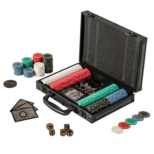 Polar Aurora Poker Chips Gold Dark Poker Set with Black Aluminum Case Modern Design 11.5 Gram Poker Chip Set for Texas Holdem Casino Game Nights Poker Parties(200pcs Blank)
