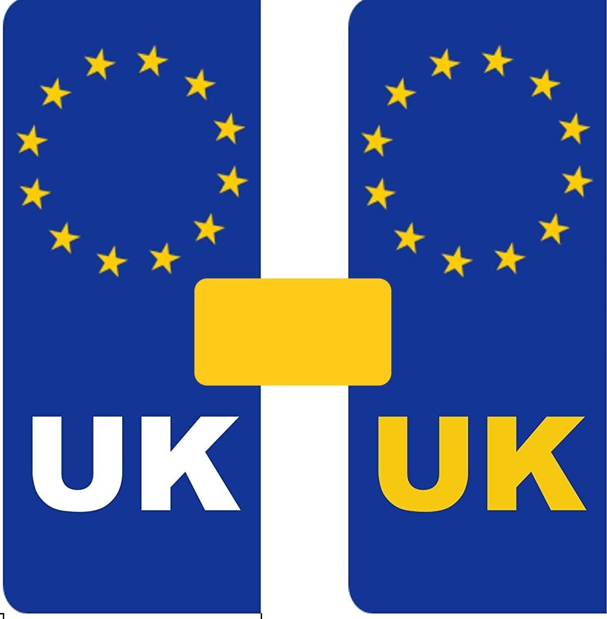 Party_decor Number Plate Vinyl Stickers United Kingdom - Eu Flag - Uk - 1 X Set Of 2 By Party Decor