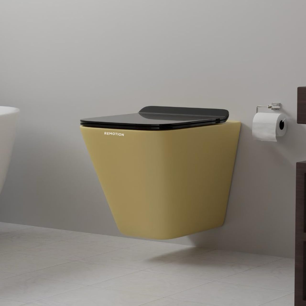 REMOTION Ceramic Commode Wall Mount/Wall Hung Western Toilet Commode for Bathrooms with Soft Close Seat Cover (Yellow) (B0D5VHNLRD) Amazon Price History, Amazon Price Tracker