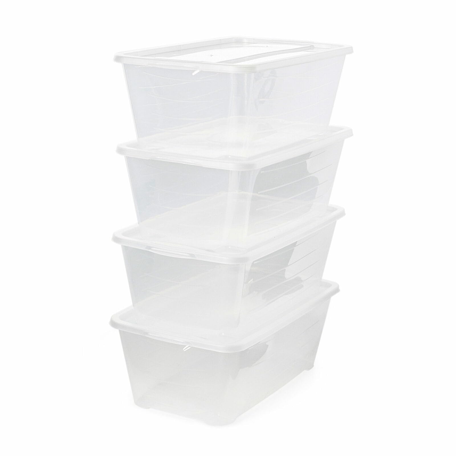 Photo 1 of Clear Plastic Storage Box, 6 Quart, Rectangular, Stackable, for Home, Office, Closet Organization (Set of 4)