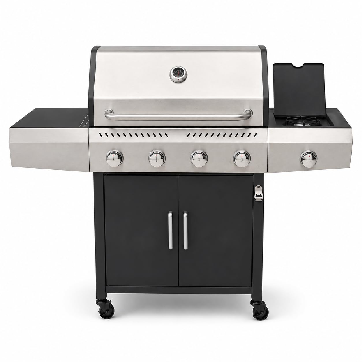Barbecue a Gas Professionale XXL 16 kW 5 Bruciatori Acciaio Inox 304 137x50x120 cm Nero