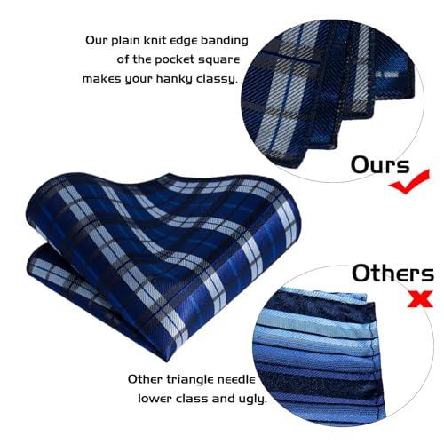 Image of 5PCS Mens Premium Silk Tie, Pocket Square, Cufflinks, Drilled Tie Ring and Lapel Pin Set for Wedding Groom Party