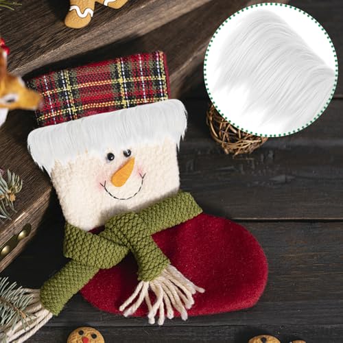 HXJDAM Furry Faux Kunstleder Plüsch, 2 x 80 Zoll Kunstfell Zum Basteln, Craft Plüschstoff, Plüsch Kunstfellstoff Langhaarplüsch fur Wichtelbart Santa Hair Dwarf DIY Dekoration. Weiß