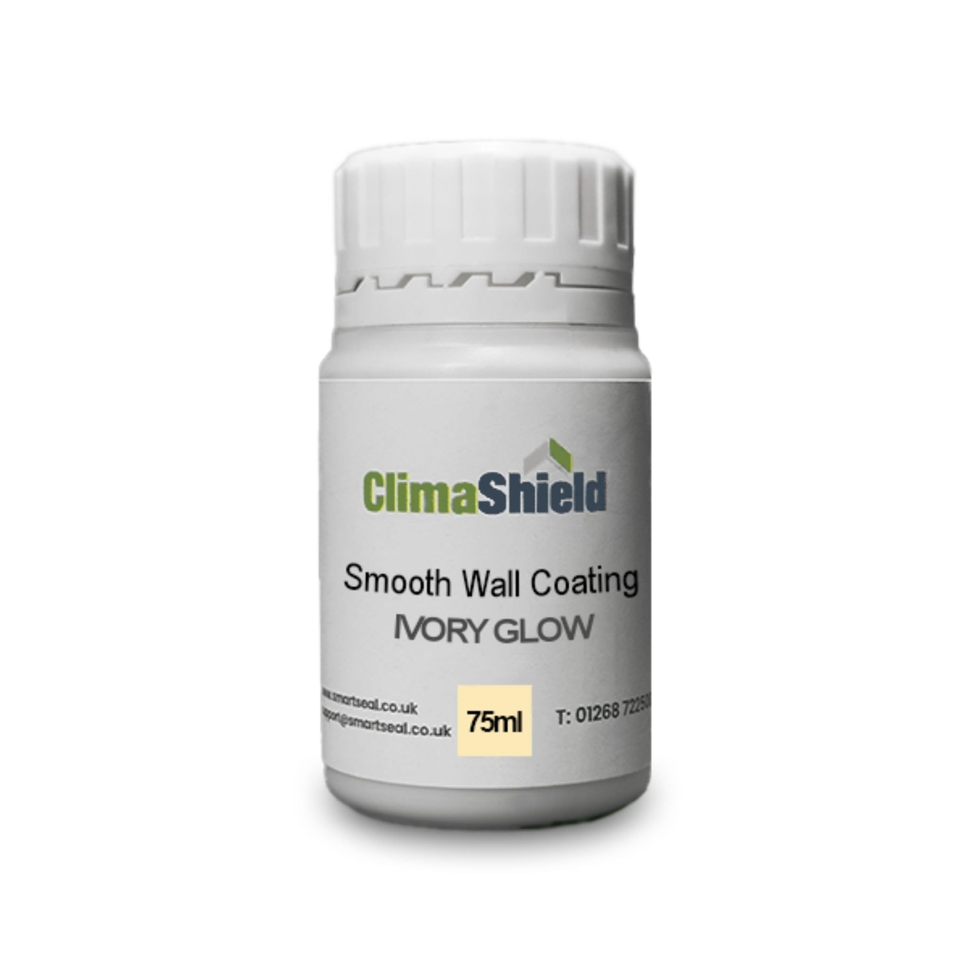 ClimaShield Wall Coating Smooth - Ivory Glow, 75ml Sample - Cream Masonry Paint & Durable Acrylic Paint for Walls to Waterproof & Protect Brick, Render, Cement & Concrete. Lasts up to 15 years