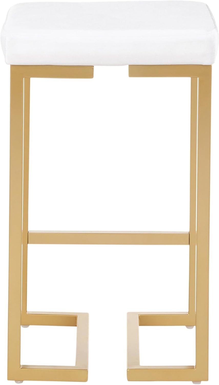 LumiSource Midas Counter Stools for Kitchen Counter in Gold Metal and Velvet, Counter Height Chairs, Bar Stools Set of 2, Counter Height Chairs, Bar Stools for Kitchen Island