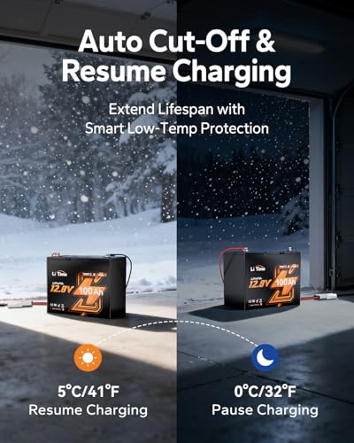 Image of LiTime 12V 100Ah Trolling Motors Lithium Battery, Group 24 Bluetooth LiFePO4 Battery, Up to 15000 Deep Cycles, Low-Temp Protection, Mini Size for RV, Camper, Trailer, Van, Truck, Marine (2-Pack)