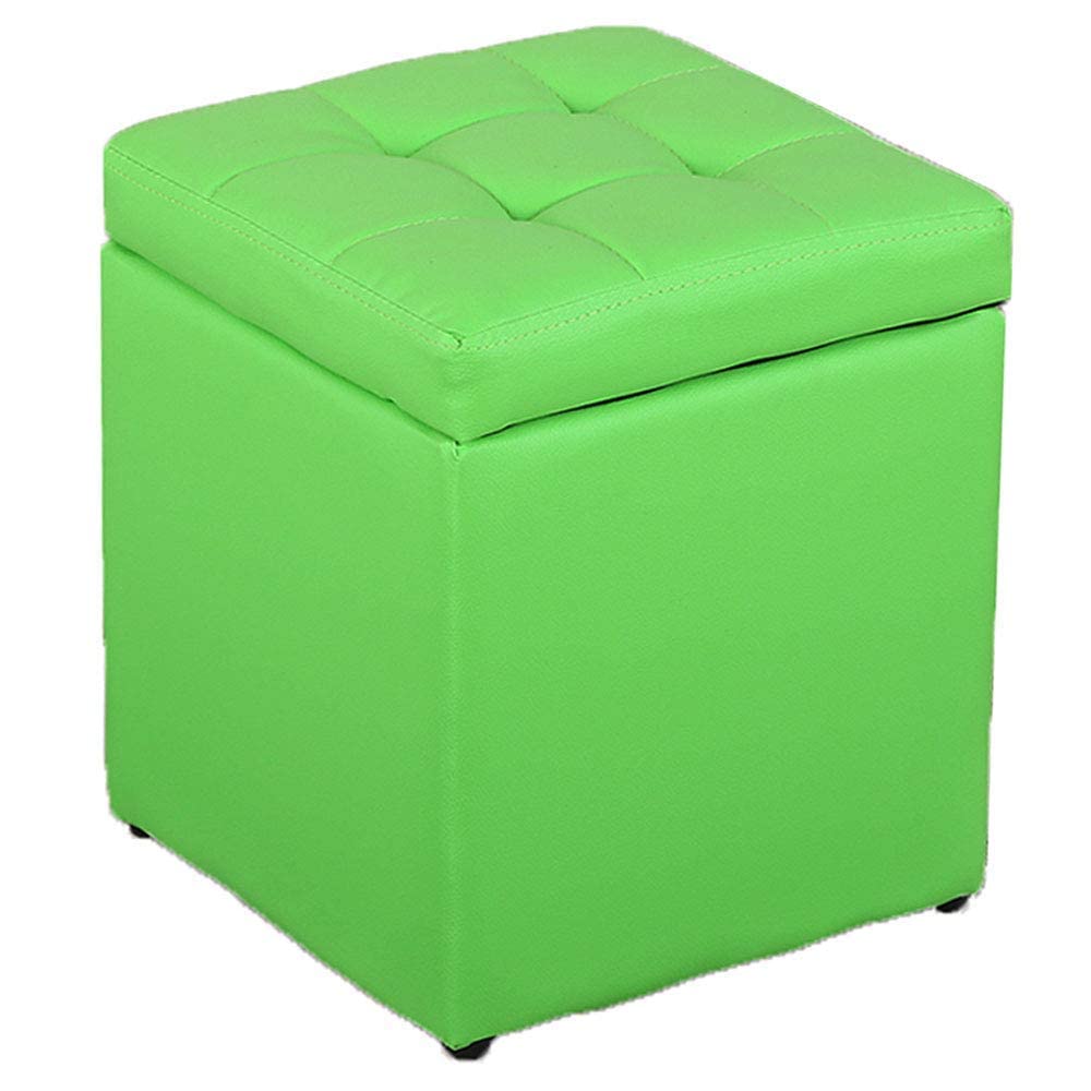 Tabouret carré en cuir repose-pieds vert avec coffre de rangement de salon