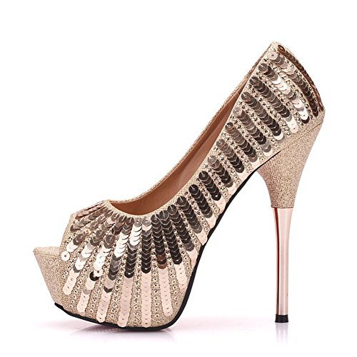 Buy Crystal Queen Women Gold Pumps 