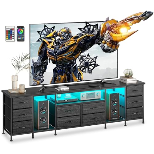El Mejor Listado de Centro de Tv Top 5. 45 FURRIFIC 192cm Mueble para TV 85/75/65 Pulgadas con Regleta, Mesa para TV con 10 Cajones, Comoda Cajonera para Recamara, 2 Salidas y 2 USB, Centro de Entretenimiento, para Sala de...