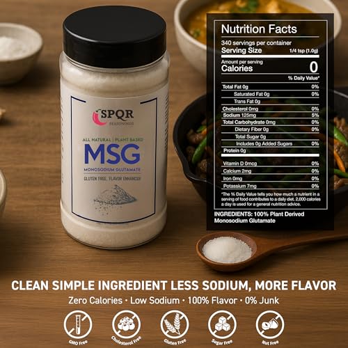 Image of Plant Based MSG Seasoning Monosodium Glutamate XL 12 Ounce Bottle Gluten Free Restaurant Grade Flavor Enhancer by SPQR Seasonings (Pack of 2)