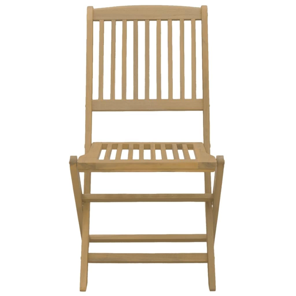 Juego de muebles de jardín de madera maciza de acacia con 1 mesa y 4 sillas, plegable, para balcón, terraza, exterior, resistente a la intemperie, con diseño de listones y cómodos grupos