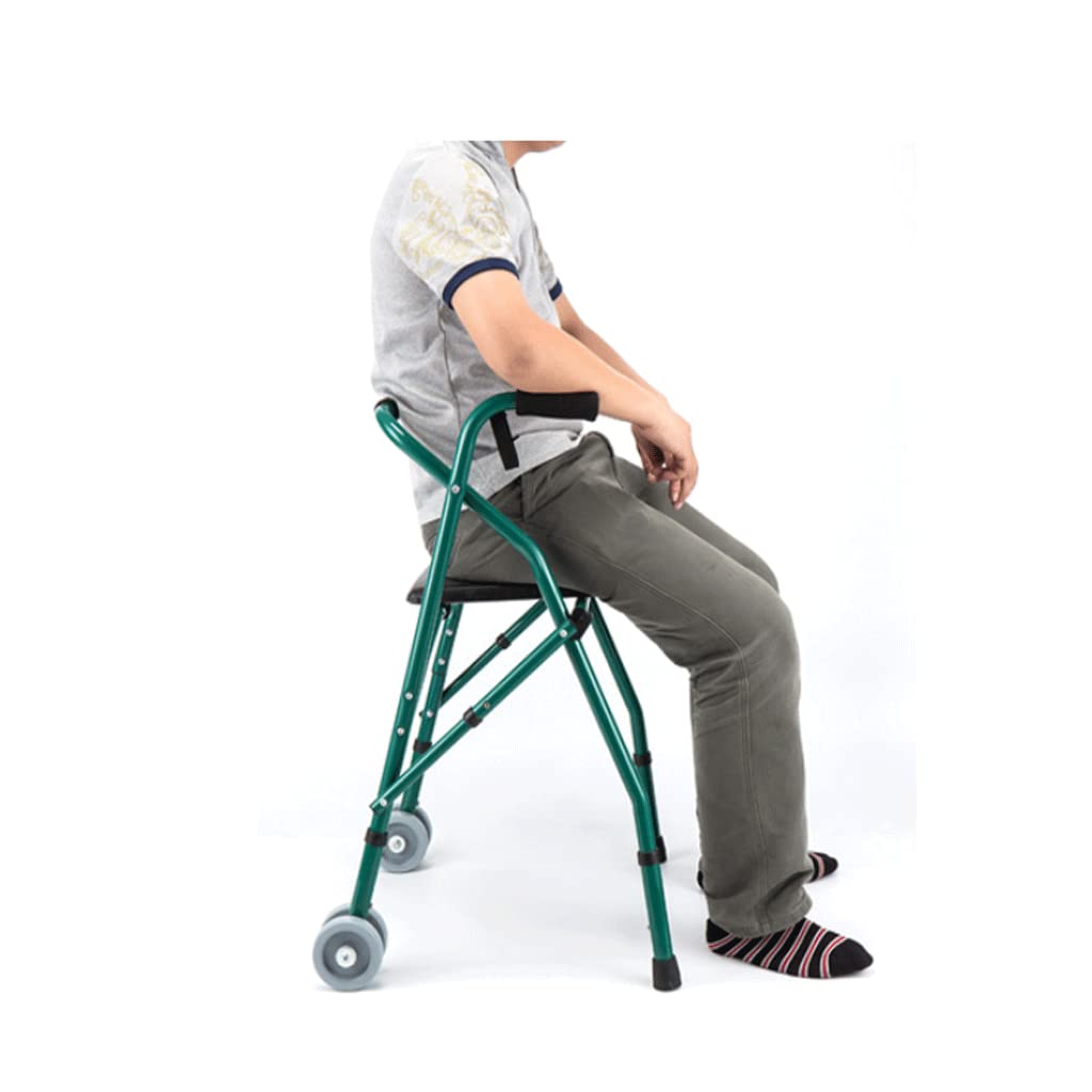 5. Gang Höhenverstellbarer Gehwagen mit Sitzstütze Gehrahmen Aluminiumlegierung Klappbarer Mobilitätsrollator für Senioren
