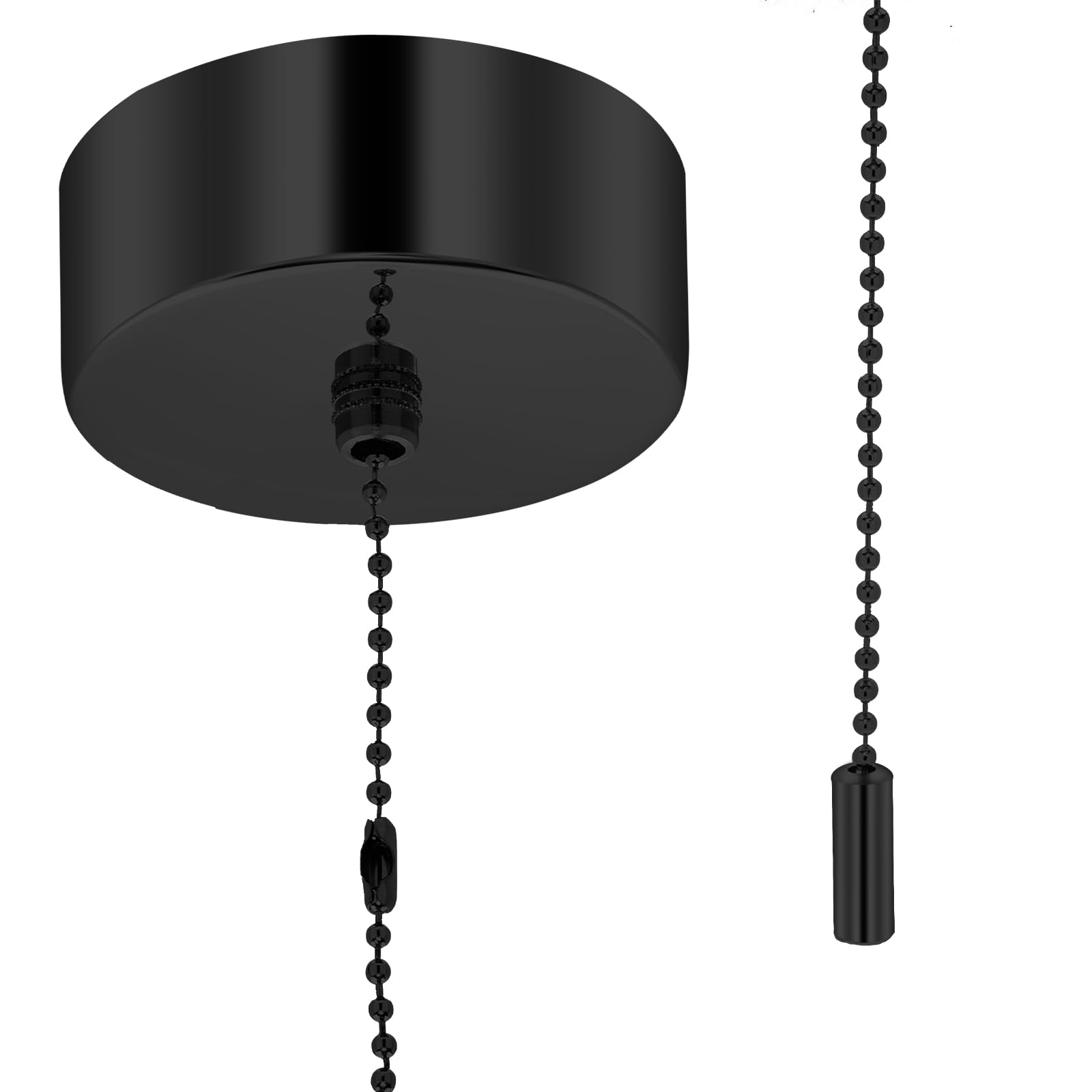 FKLiLEBU Black Round Pendant Light Switch Fitting Kit with Chain,150cm Pull String for Bathroom Ceiling Lighting.Stylish Convenient Light Switch for Chandeliers