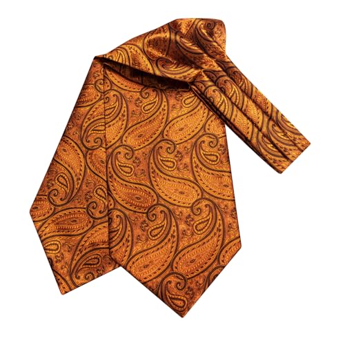 Image of Dubulle Paisley Floral Ascot for Men Self Tie Mens Cravat and Pocket Square Cufflinks Wedding