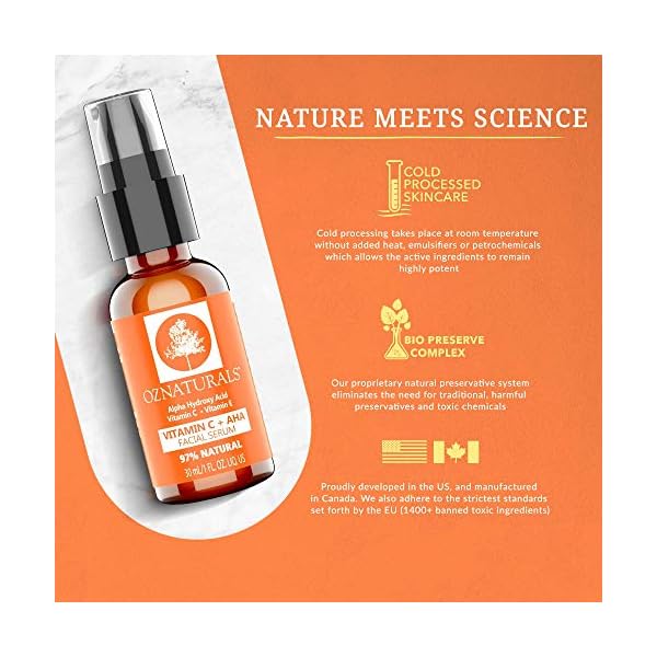 OZNaturals-Vitamin-C-Serum-For-Face-With-AHA-Vitamin-E-Oil-Hyaluronic-Acid-Anti-Aging-Antioxidant-Facial-Serum-Brightening-Hyperpigmentation-Treatment-1-FL-Oz OZNaturals Vitamin C Serum For Face With AHA, Vitamin E Oil & Hyaluronic Acid - Anti Aging Antioxidant Facial Serum & Brightening Hyperpigmentation Treatment - 1 FL Oz