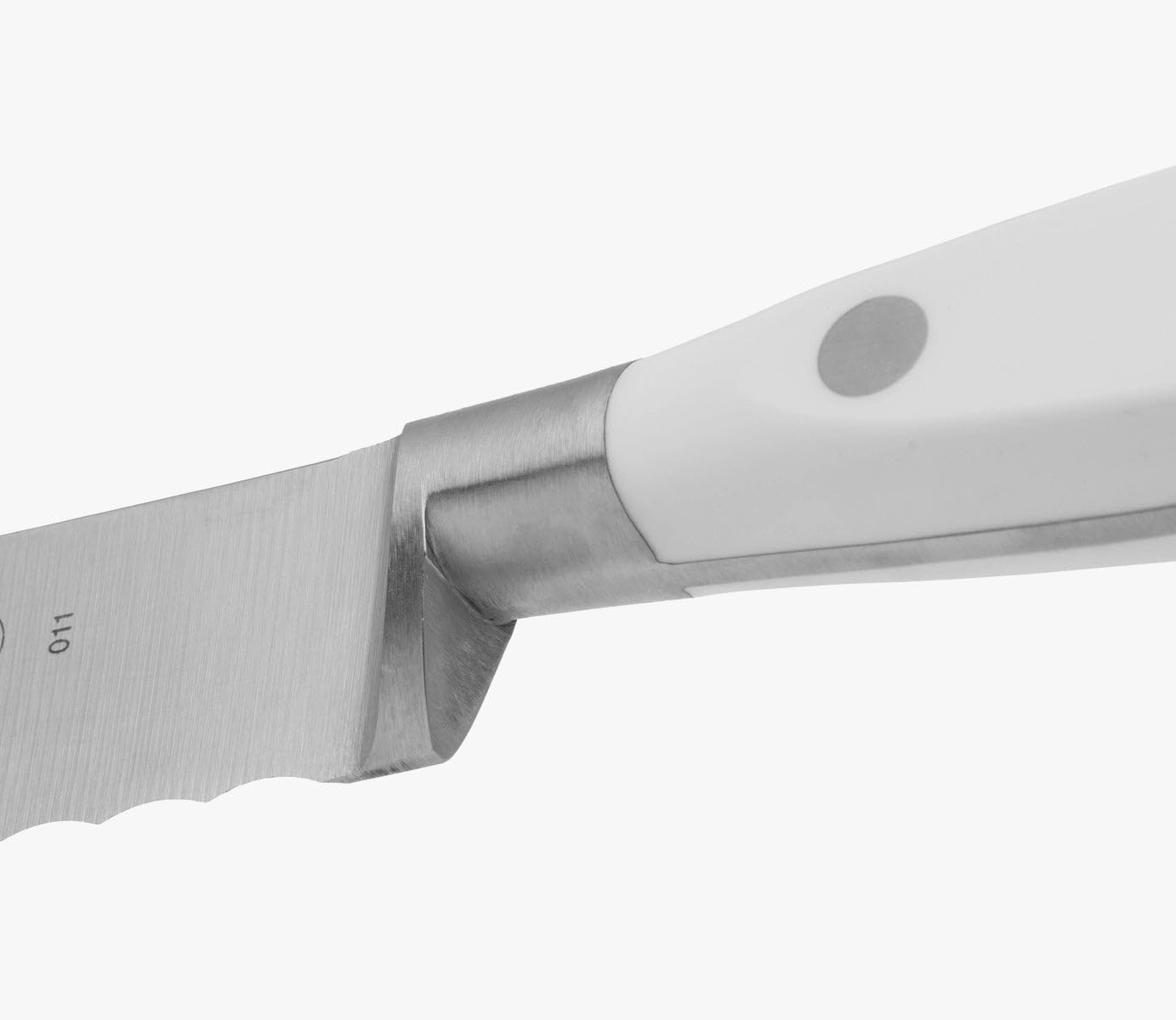 ARCOS Nóż do chleba 20 cm ze stali nierdzewnej. Nóż kuchenny z ergonomicznym uchwytem z polioksymetylenu i ostrzem 200 mm. Seria Riviera Blanc. Kolor biały