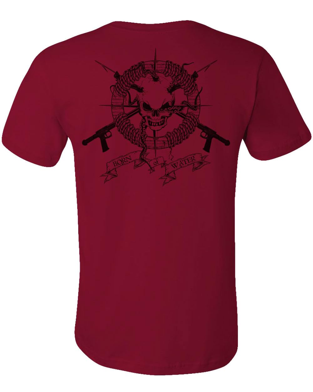Skull and Speargun Spearfishing T-Shirt: Mens Short Sleeve for Fishing, Scuba Diving, Boating, and Beach