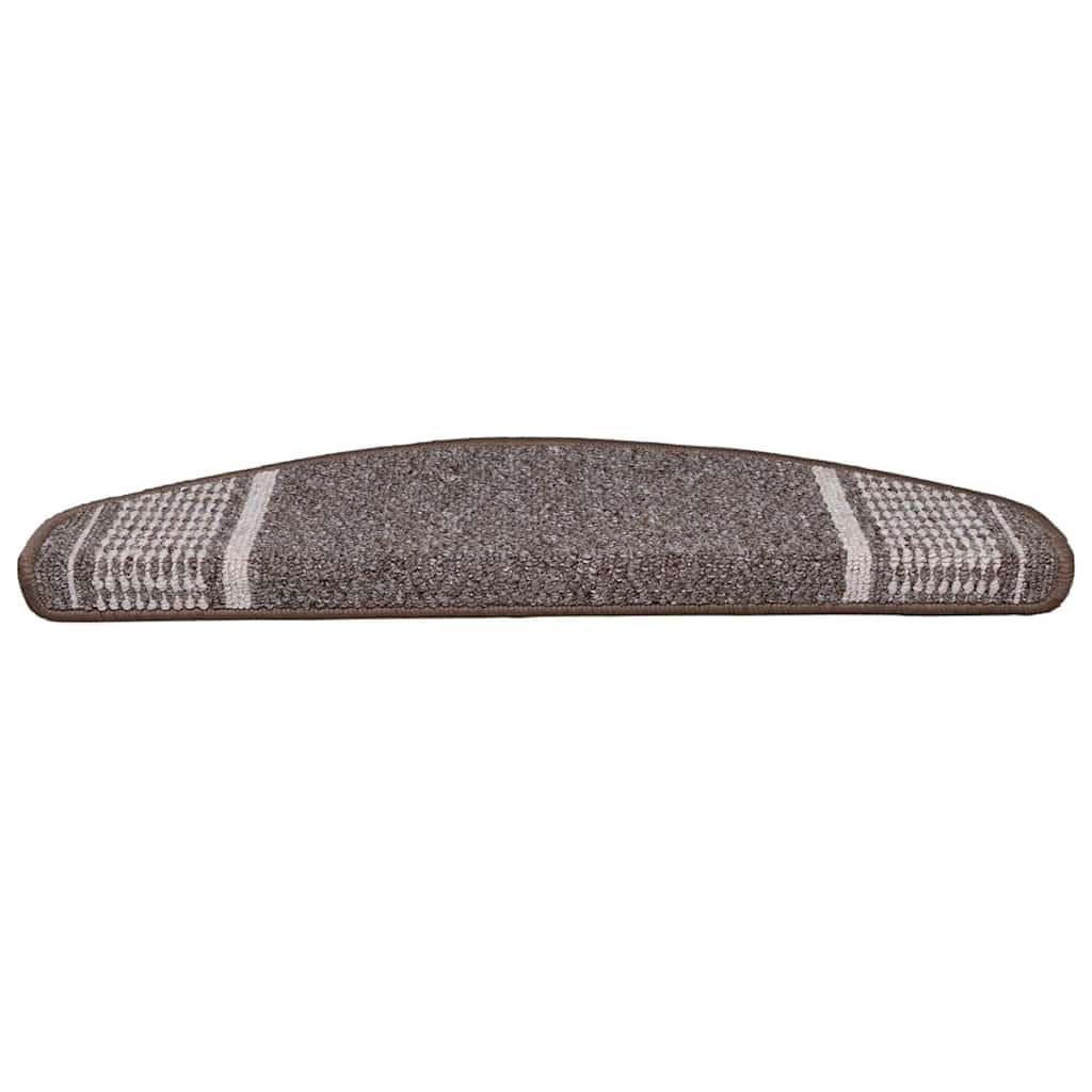 Antypoślizgowe maty schodowe 15 sztuk 65x21x4 cm brązowy polipropylen