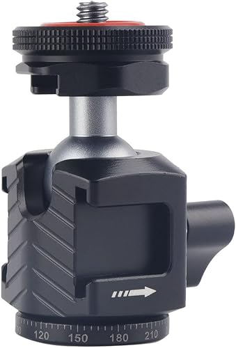 Rigdance Mini cabezal de bola de soporte de zapata fría, cabeza esférica panorámica con tornillo de 14, tres adaptadores de montaje de zapata para