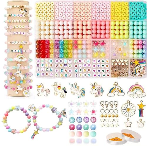 DIY Kids Bracelet Making Kit ikeoat 1337pcs Clay Beads with Charms Friendship Bracelets DIY Arts and Crafts Gift Toy for Girls