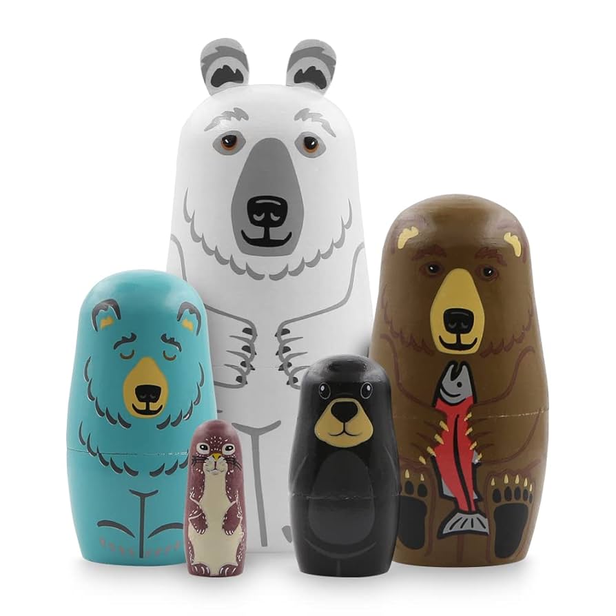 【新品】COMPANY Bears Matryoshka  IDEE Amazon.com: Set of 5 Bear Nesting Dolls Animal Polar Bear