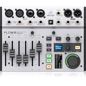 Behringer FLOW 8, digitale mixer met 8 ingangen, Bluetooth audio- en app-bediening, 60 mm kanaalfaders, 2 FX-processors en USB/audio-interface