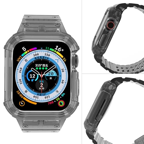 CRIS-BAND Bumper Bands Compatible with Apple Watch Band 45mm 44mm 42mm 41mm 40mm 38mm for Women Men, Water Shock-Proof Strap for iWatch Apple Watch Band with Case for Series 9 8 7 6 SE 5 4 3 2 1