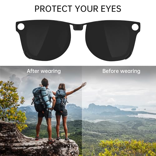 Image of HIBLOKS 2 Pcs Polarized Clip for Ray-Ban Meta Wayfarer RW4008 and Gen 2 RW4012 Large (53-22), Fade Clip Compatible with Meta Wayfarer Gen 2 Protect Your Eyes, Cool and Fashionable (Black+