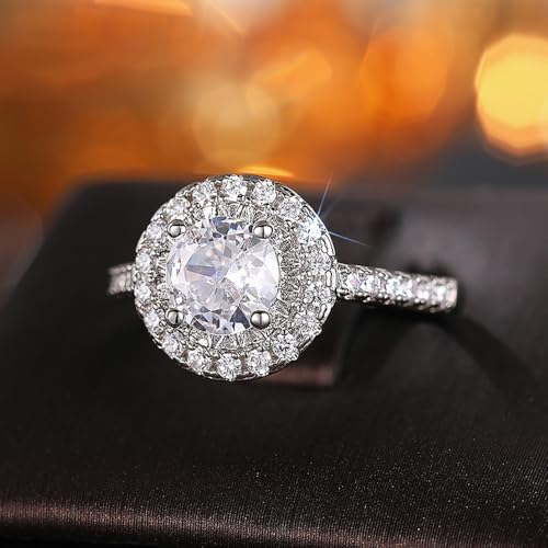 Graceful Round Cubic Zirconia Eternity Ring for Women Luxury Wedding Band Jewelry for Female