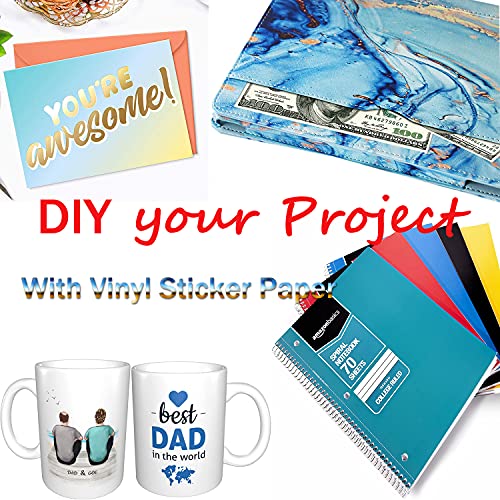 YOUHOOL A4 Aufkleber Papier zum Drucken Druckbare Vinyl Aufkleber Papier Matte selbstklebende Sticker Wasserdichtes Blatt für Tintenstrahldrucker und Cricut Maker