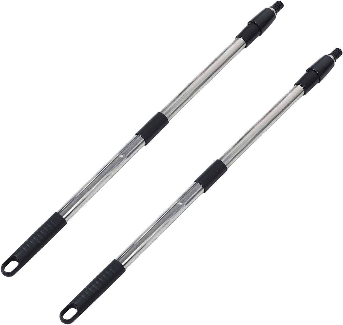 2 Sets Stainless Steel Telescopic Mop Handle Replacement Rod with Adjustable Length and Detachable Multi-Section Build for Household and Commercial Cleaning Tools