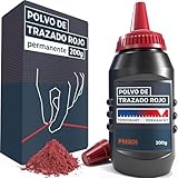 PRESCH Polvo de Trazado Rojo 200 g - Líneas claras y visibles gracias a su intenso color rojo - Tiza resistente a la intemperie para uso en exteriores - Tiza en polvo para batir